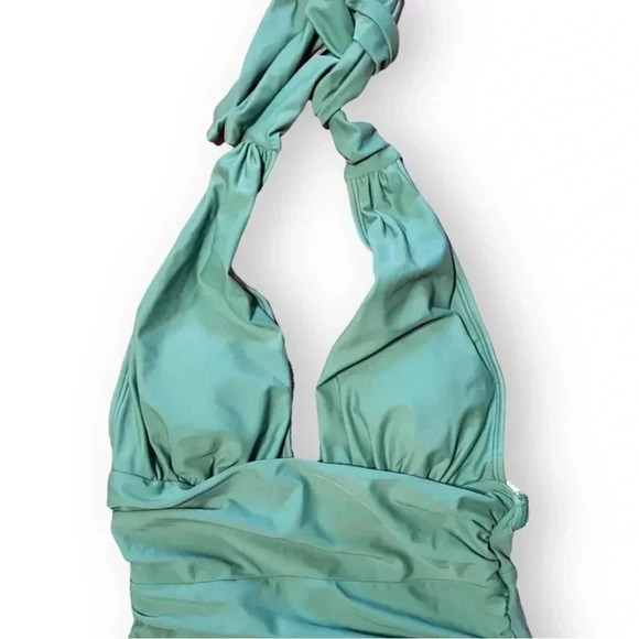 Cupshe XS Green One-Piece Halter Tie Bathing Suit - Picture 4 of 7